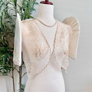 Natural Pina Organza Terno Sleeve Filipiniana Bolero 🖤